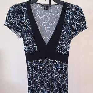 MY MICHELLE A-line skater type dress, mostly black, size small (S)